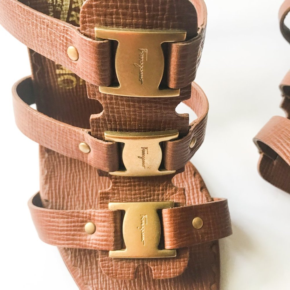 Salvatore Ferragamo 3-Buckle Heel Sandals - Picture 7 of 9